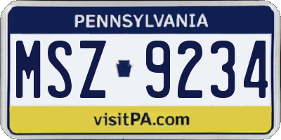 PA license plate MSZ9234