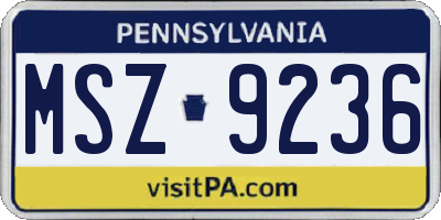 PA license plate MSZ9236