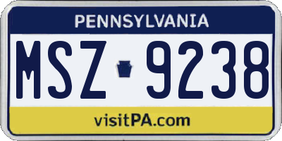PA license plate MSZ9238
