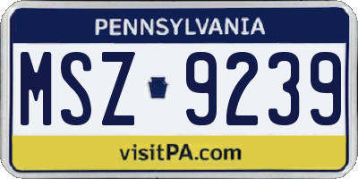 PA license plate MSZ9239