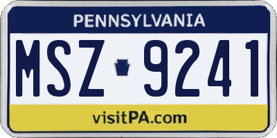 PA license plate MSZ9241