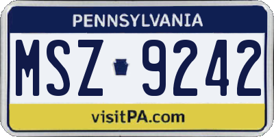 PA license plate MSZ9242