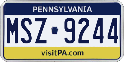 PA license plate MSZ9244