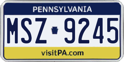 PA license plate MSZ9245