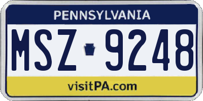 PA license plate MSZ9248