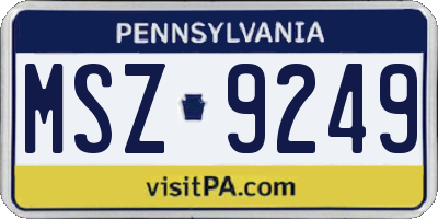 PA license plate MSZ9249