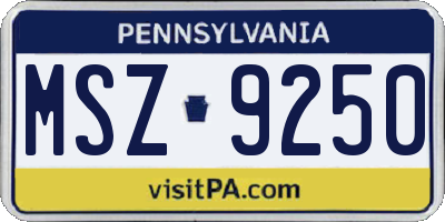 PA license plate MSZ9250