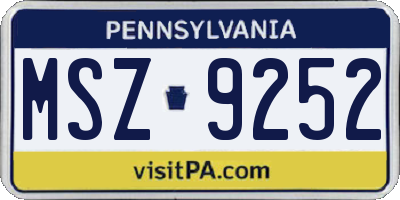 PA license plate MSZ9252