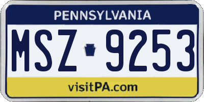 PA license plate MSZ9253