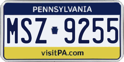 PA license plate MSZ9255