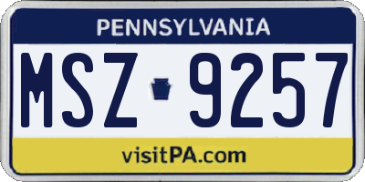 PA license plate MSZ9257