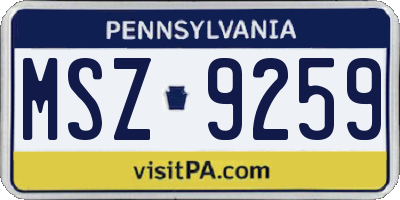 PA license plate MSZ9259
