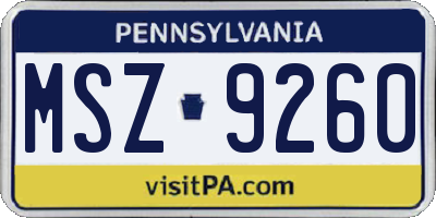 PA license plate MSZ9260