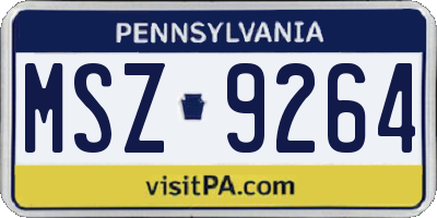 PA license plate MSZ9264