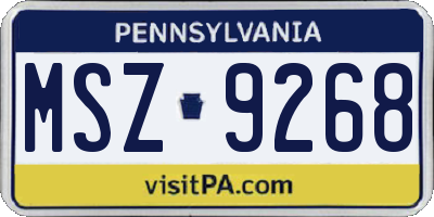 PA license plate MSZ9268