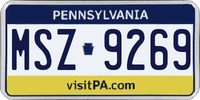 PA license plate MSZ9269
