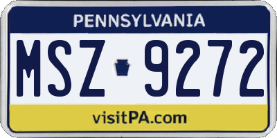 PA license plate MSZ9272