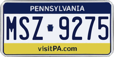 PA license plate MSZ9275