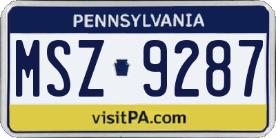 PA license plate MSZ9287