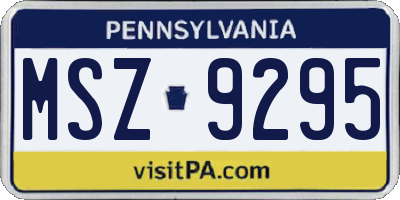 PA license plate MSZ9295