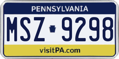 PA license plate MSZ9298