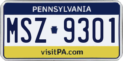 PA license plate MSZ9301