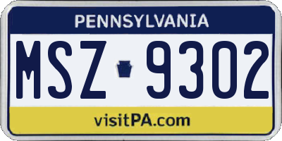 PA license plate MSZ9302
