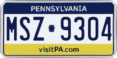 PA license plate MSZ9304