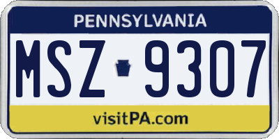 PA license plate MSZ9307