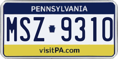 PA license plate MSZ9310