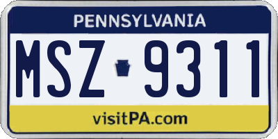 PA license plate MSZ9311