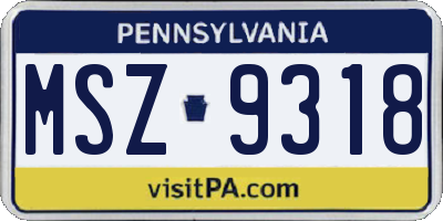 PA license plate MSZ9318