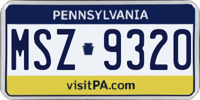 PA license plate MSZ9320