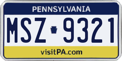 PA license plate MSZ9321