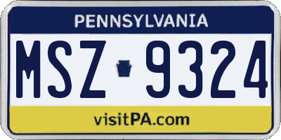 PA license plate MSZ9324