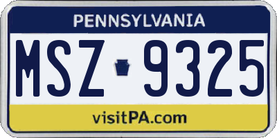 PA license plate MSZ9325