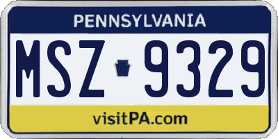 PA license plate MSZ9329