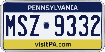 PA license plate MSZ9332