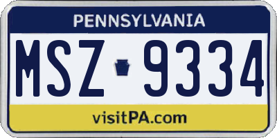 PA license plate MSZ9334