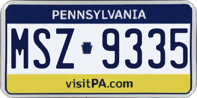 PA license plate MSZ9335
