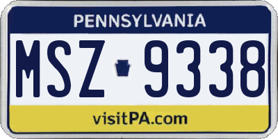 PA license plate MSZ9338