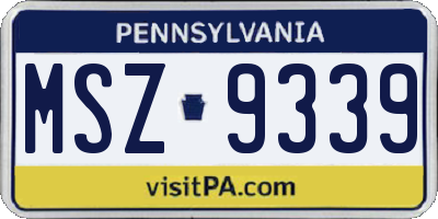 PA license plate MSZ9339
