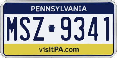 PA license plate MSZ9341