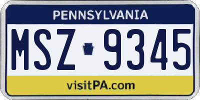 PA license plate MSZ9345