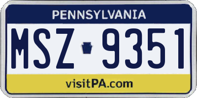 PA license plate MSZ9351