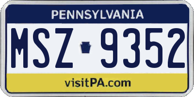 PA license plate MSZ9352