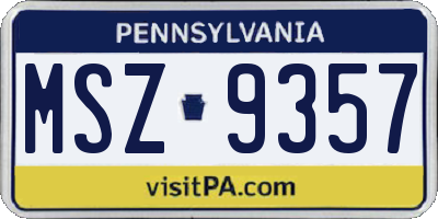 PA license plate MSZ9357