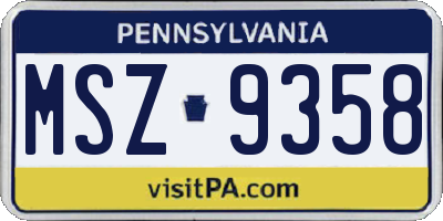 PA license plate MSZ9358