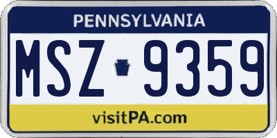 PA license plate MSZ9359