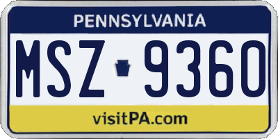 PA license plate MSZ9360